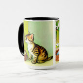 Vintage Tabby Cat Illustration Tasse (Vorderseite Links)
