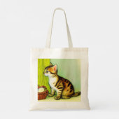 Vintage Tabby Cat Illustration Tragetasche (Rückseite)