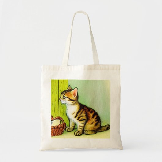 Vintage Tabby Cat Illustration Tragetasche (Vorne)