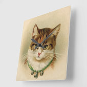 Vintage Tabby Cat Print Quadratische Wanduhr (Winkel)