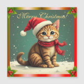 Vintage-Tabby-Kätzchen-Weihnachtskarte-Magnet Magnetkarte (Vorderseite)