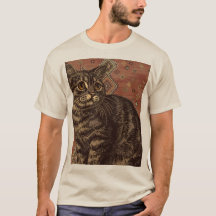 Vintage-Tabby-Katze auf marokkanischem Teppich