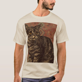 Vintage-Tabby-Katze auf marokkanischem Teppich T-Shirt