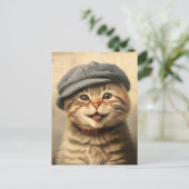 Vintage-Tabby-Katze-Malerei Postkarte (Stehend Vorderseite)