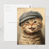 Vintage-Tabby-Katze-Malerei Postkarte (Vorne/Hinten)