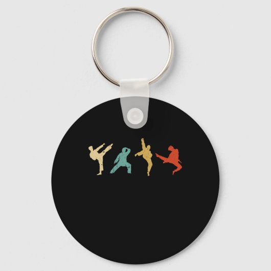 Vintage Taekwondo Silhouette Kick Karate Geschenk Schlüsselanhänger (Vorderseite)