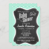 Vintage Tafel; Aquamarine Zickzack; Zack Einladung (Vorne/Hinten)