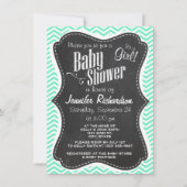 Vintage Tafel; Aquamarine Zickzack; Zack Einladung (Vorderseite)