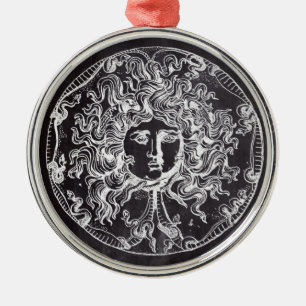 Vintage Tafel griechische Mythologie Gorgon medusa Silbernes Ornament