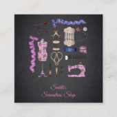 Vintage Tafel-Näherin Quadratische Visitenkarte (Vorderseite)