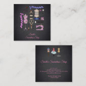 Vintage Tafel-Näherin Quadratische Visitenkarte (Vorne/Hinten)