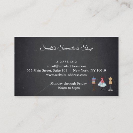 Vintage Tafel-Näherin Visitenkarte (Rückseite)