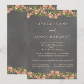 Vintage Tafel Rosa Blume Hochzeitsempfang Einladung (Vorne/Hinten)