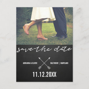 Vintage Tafel Save the Date Typografie-Foto Ankündigungspostkarte