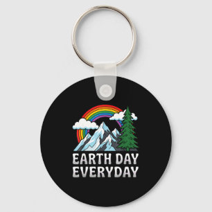 Vintage Tag der Erde Täglich Regenbogen Berg Natur Schlüsselanhänger