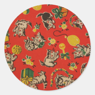 Vintage Tage der Katzenunterhaltung Runder Aufkleber