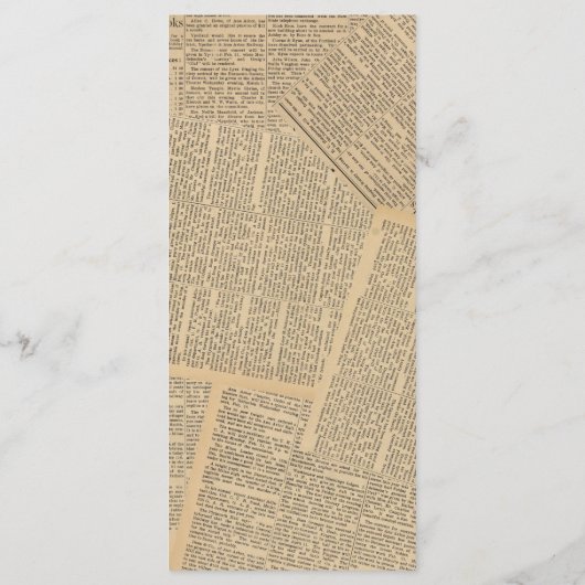 Vintage Tageszeitungen - Country Sunflower Wedding Menükarte (Rückseite)