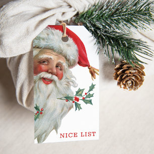 Vintage Tags der Weihnachtsgeschenke der NICE LIST Geschenkanhänger