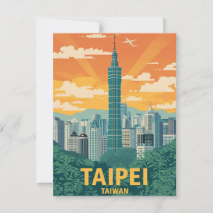 Vintage Taipei Taiwan Reiseplakat Postkarte