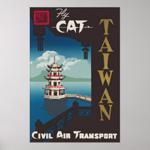 Vintage Taiwan Reiseplakat Civil Air Transport Poster