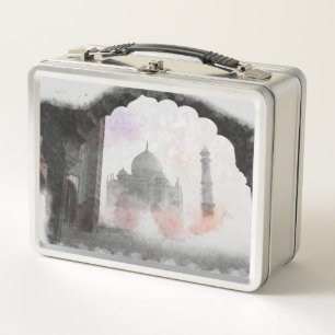 Vintage Taj Mahal Reise – Indien Souvenir Geschenk Metall Brotdose