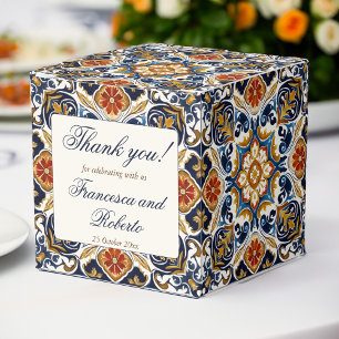 Vintage Talavera Azulejo blaue Fliesen Hochzeit Geschenkschachtel
