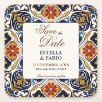 Vintage-Talavera-Azulejo-Hochzeit Save the Date