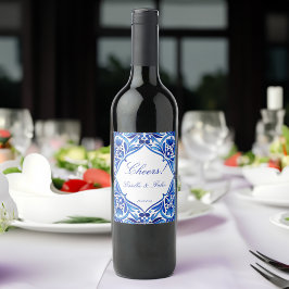 Vintage Talavera Azulejo-Hochzeit Weinetikett