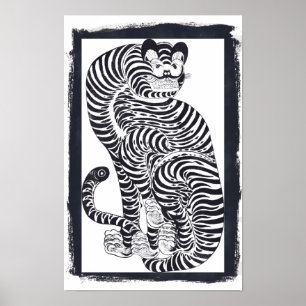 Vintage-Talisman-Tiger in schwarzem Rahmen (11 x 1 Poster