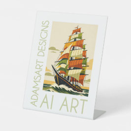 Vintage Tall Ship Sailing AI Art Tabletop Sockelschild