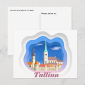 Vintage Tallinn Estland Estland Stadt Postkarte (Vorne/Hinten)