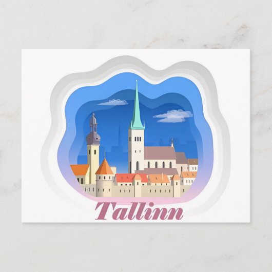 Vintage Tallinn Estland Estland Stadt Postkarte (Vorderseite)