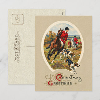 Vintage Tally-Ho Traditionelle englische Fuchsjagd Feiertagspostkarte