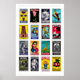 Vintage Tamil-Streichholzschachtel-Etiketten-Kunst Poster