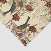 Vintage Tan Birds Pine Cones Weihnachten Seidenpapier (Ausschnitt)
