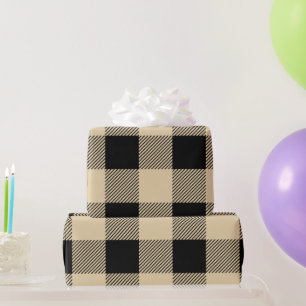 Vintage-Tan und Schwarz Buffalo Kariert Geschenkpapier