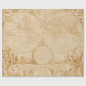 Vintage Tan-Weltkarte Geschenkpapier (Flach)