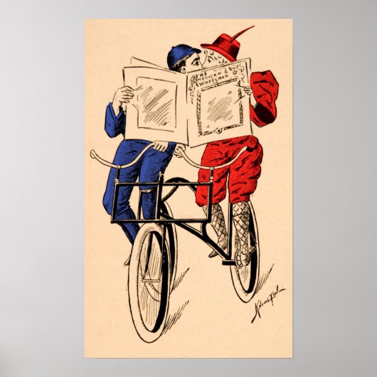Vintage Tandem Bicycle Drehmoment Reading Kissing Poster (Vorne)