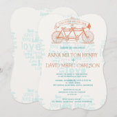 Vintage Tandem-Fahrradhose Typografie Hochzeit Einladung (Vorne/Hinten)