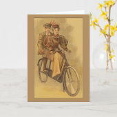 Vintage Tandemfahrrad-Grüße Karte (Gelbe Blume)