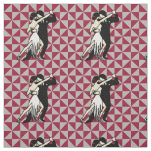 Vintage-Tango-Tänzer Burgund & Weiß geometrisch Stoff