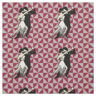 Vintage Tango-Tänzer Burgund & White Geometrie Stoff