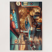 Vintage Tankstelle Klassiker Auto Puzzle (Vertikal)