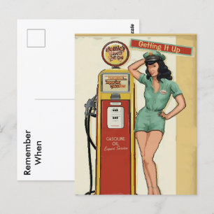 Vintage-Tankstelle, Text bearbeiten Postkarte