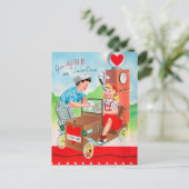 Vintage Tankstelle Valentine Feiertagspostkarte (Stehend Vorderseite)