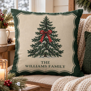 Vintage-Tannenbaum-Weihnachten mit individuellem F Kissen