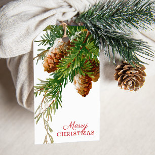 Vintage-Tannenzapfen-Grünzeug-Weihnachtsgeschenkan Geschenkanhänger
