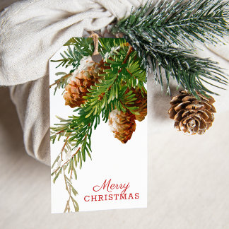 Vintage-Tannenzapfen-Grünzeug-Weihnachtsgeschenkan Geschenkanhänger