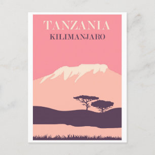 Vintage Tansania Afrika Kilimandscharo Pink Postkarte