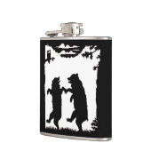 Vintage Tanzbären Schwarze Silhouette Bäume Owl Flachmann (Links)